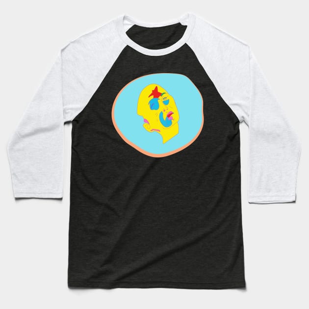 Colorful star face lines Baseball T-Shirt by BICKOVSTUDIO